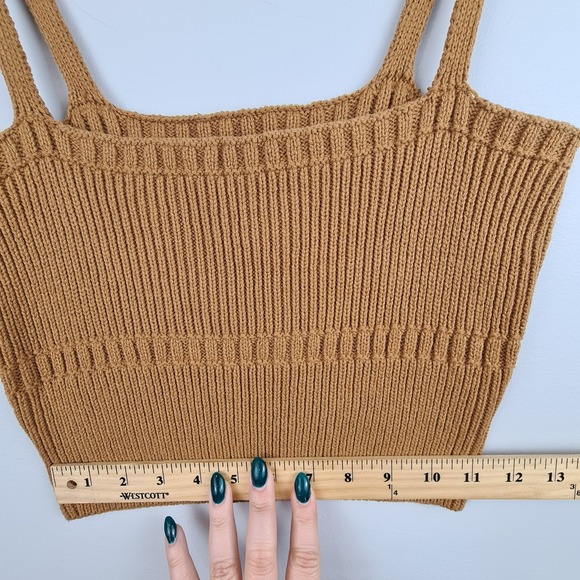Emory Park Women's Cropped Knit Top Sleeveless Large Brown Neutral Festival Boho - Picture 3 of 8